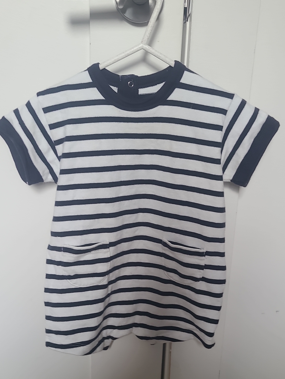 Organic cotton Striped Navy and White Short Romper Size 6 months
